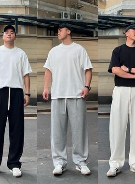 FFMR【凉感透气面膜裤】2025秋季休闲卫裤宽松垂感直筒黑色运动裤