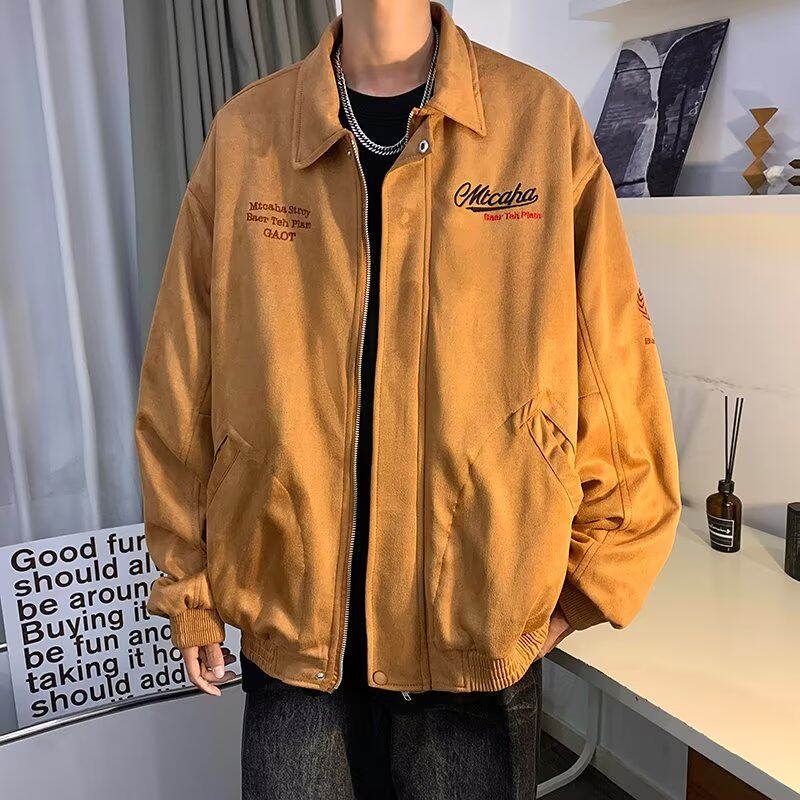 美拉德飞行夹克男夏高街痞帅重磅刺绣情侣外套青少年潮牌翻领上衣