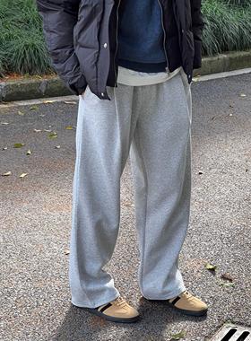 Nick Tian 春秋款美式休闲灰色直筒运动裤男生宽松阔腿百搭卫裤
