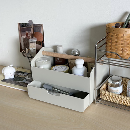 抽屉式桌面手提储物盒客厅卧室带把手收纳化妆品护肤品分格收纳盒