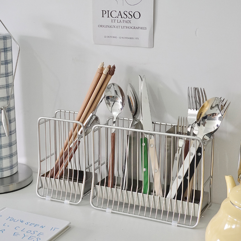 304不锈钢筷子筒家用厨房筷子架勺子筷子收纳架子餐具笼收纳沥水