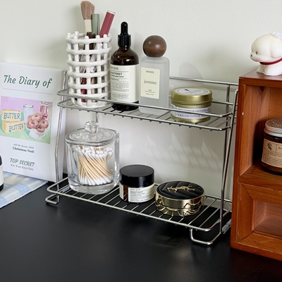 洗漱台收纳架桌面收纳盒置物不锈钢化妆品筐卫生间浴室厕所储物架