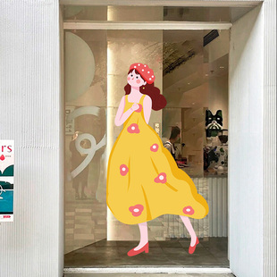 ins风小红书女装店铺橱窗玻璃装饰贴纸文艺风窗花静电门贴窗贴画