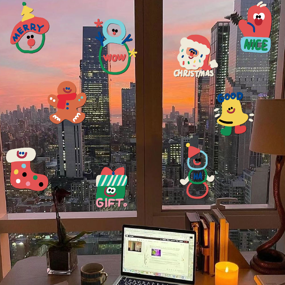 2026圣诞节小元素玻璃贴纸场景布置贴画橱窗新年装饰静电墙UV贴画