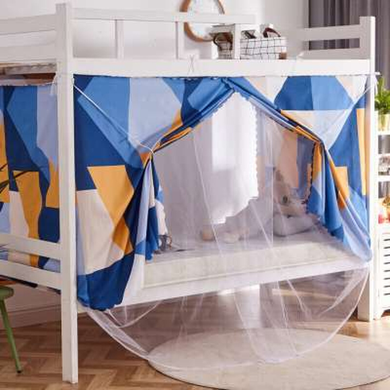 宿舍床帘蚊帐一i体式学生上铺下铺单人床09米男遮光布女生寝室12