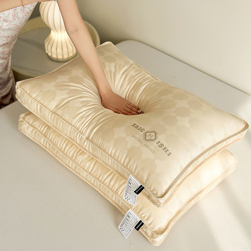 60s天丝超柔贡缎提花羽丝枕不塌陷家用护颈椎枕头助睡眠枕芯柔软