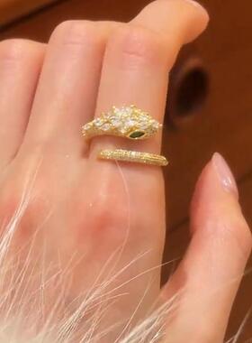 法式欧美设计感开口蛇戒指