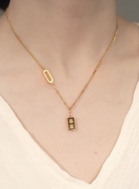 气质设计感拼接暴富金条项链
