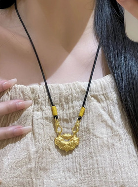 设计感古风锦鲤平安锁项链女