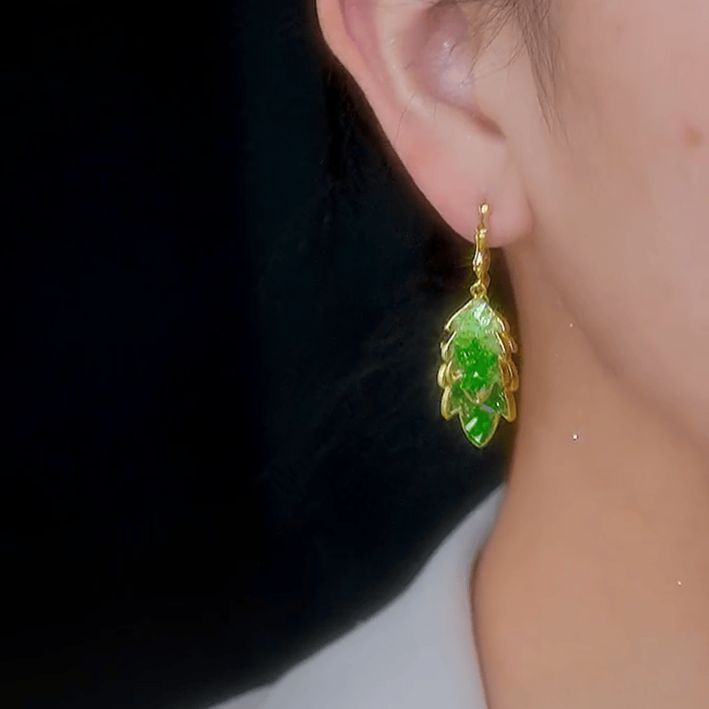绿色晶石渐变树叶耳扣女2024年新款潮气质轻奢高级感叶子耳环耳饰,饰品/流行首饰/时尚饰品新,耳环,淘宝优惠券,粉丝福利购,淘宝优惠卷