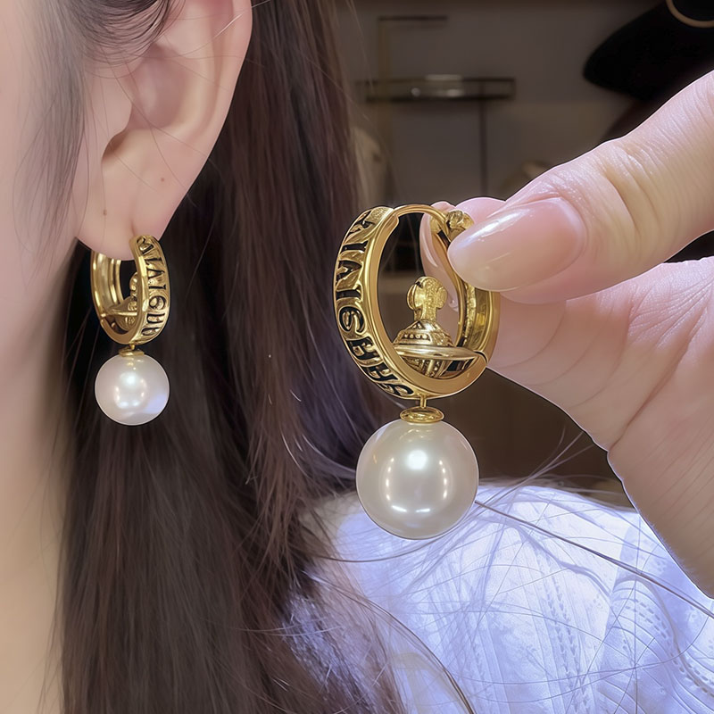 复古金属风珍珠吊坠耳环女气质设计感一款多戴百搭高级感精致耳饰