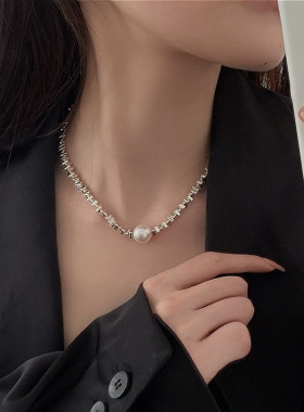 碎银几两珍珠不掉色锁骨链女