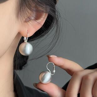 拉丝银球耳环高级感轻奢小众设计感气质冷淡风大气时尚耳钉耳饰女