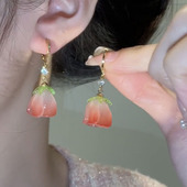 超仙郁金香花朵耳扣女2024年新款 潮气质小众百搭清新甜美耳环耳饰