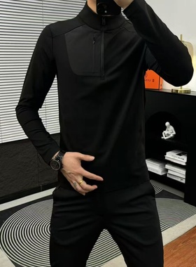 【现货】33632男士秋冬新款T恤小衫商务纯色休闲时尚内搭纯色大码