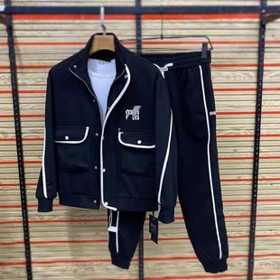 痞帅撞色条纹简约休闲百搭轻奢两件套 外套时尚 851春季 现货男士