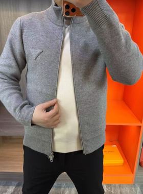 【现货】89008男士时尚针织开衫新款立领简约纯色百搭外套高品质