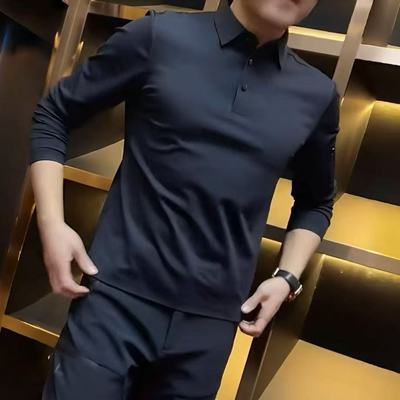 【现货】35167男士高端秋冬无痕POLO衫户外简约纯色商务百搭内搭