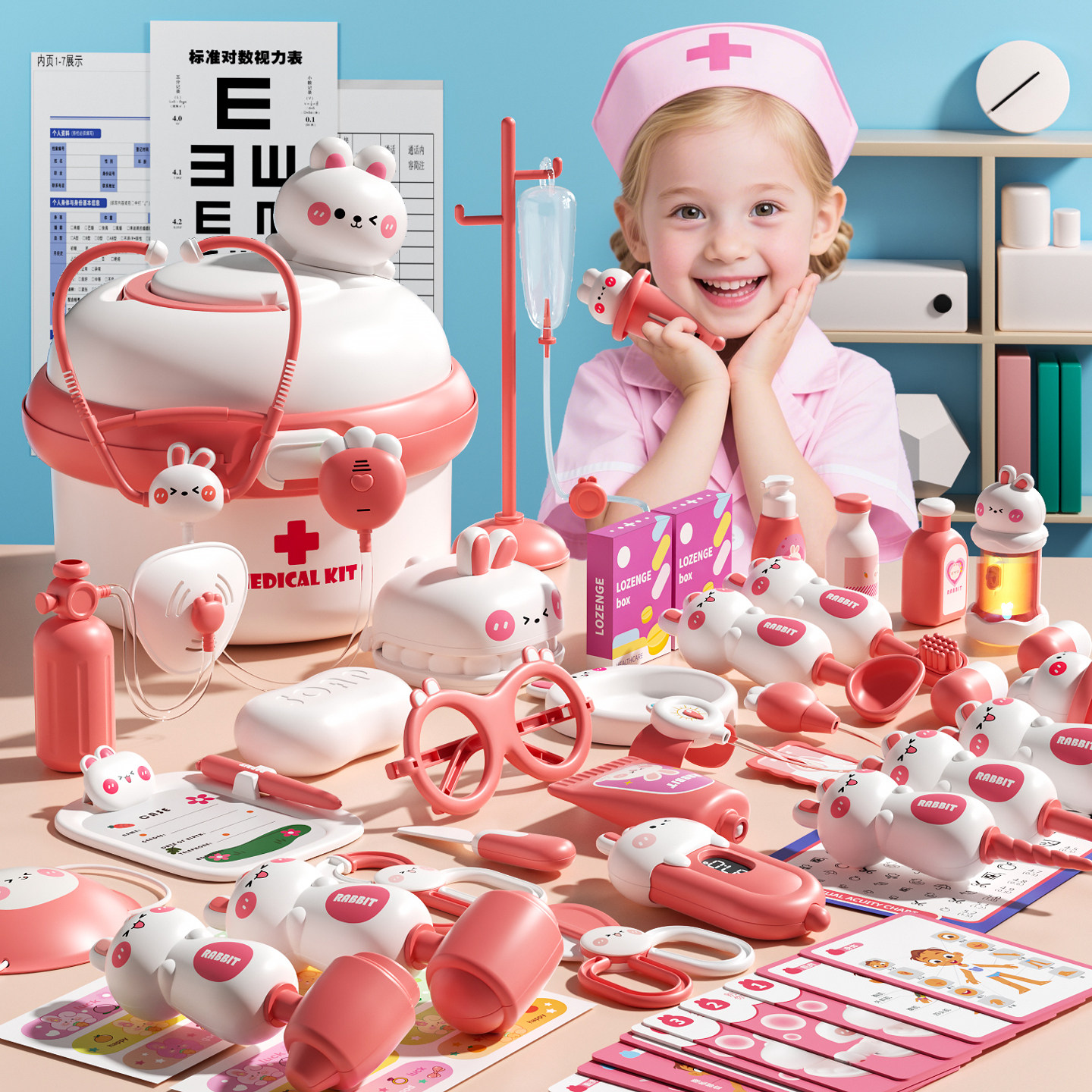 儿童小医生玩具过家家套装宝宝听诊器男女孩扮演仿真看病护士打针