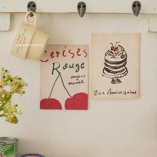 法式浪漫复古喷绘樱桃礼物生日节日画芯韩国艺术画芯网红拍照神器