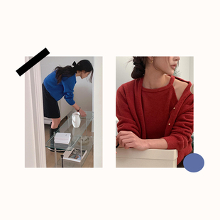 搭配海报直播背景墙贴装 韩风温柔春秋毛衣服装 饰画芯 毛衣穿搭