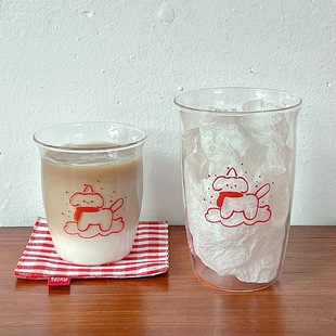 耐热ins风冷萃杯咖啡杯可微波炉热牛奶玻璃杯拿铁早餐家用玻璃杯