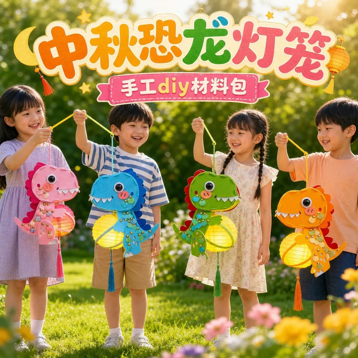 中秋儿童恐龙花灯DIY材料包