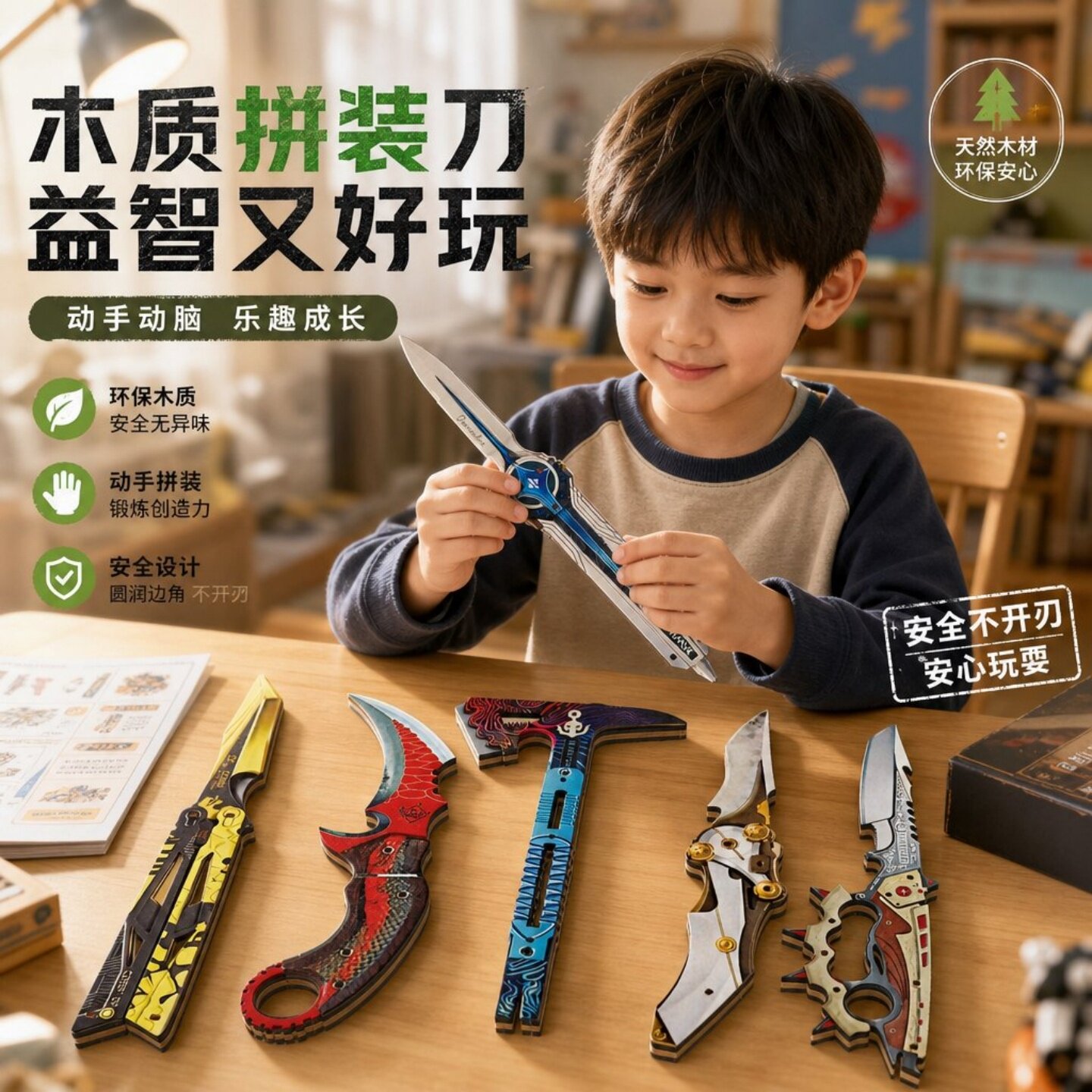 三角洲木质拼装刀模型送男生礼物