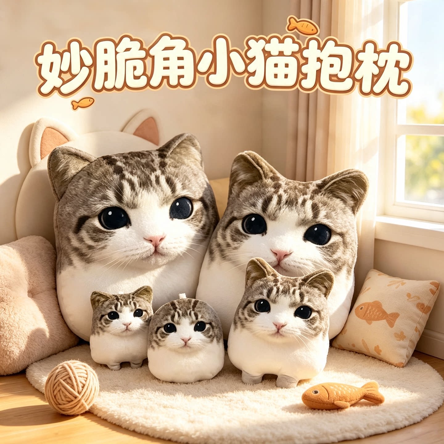 妙脆角小猫毛绒抱枕公仔