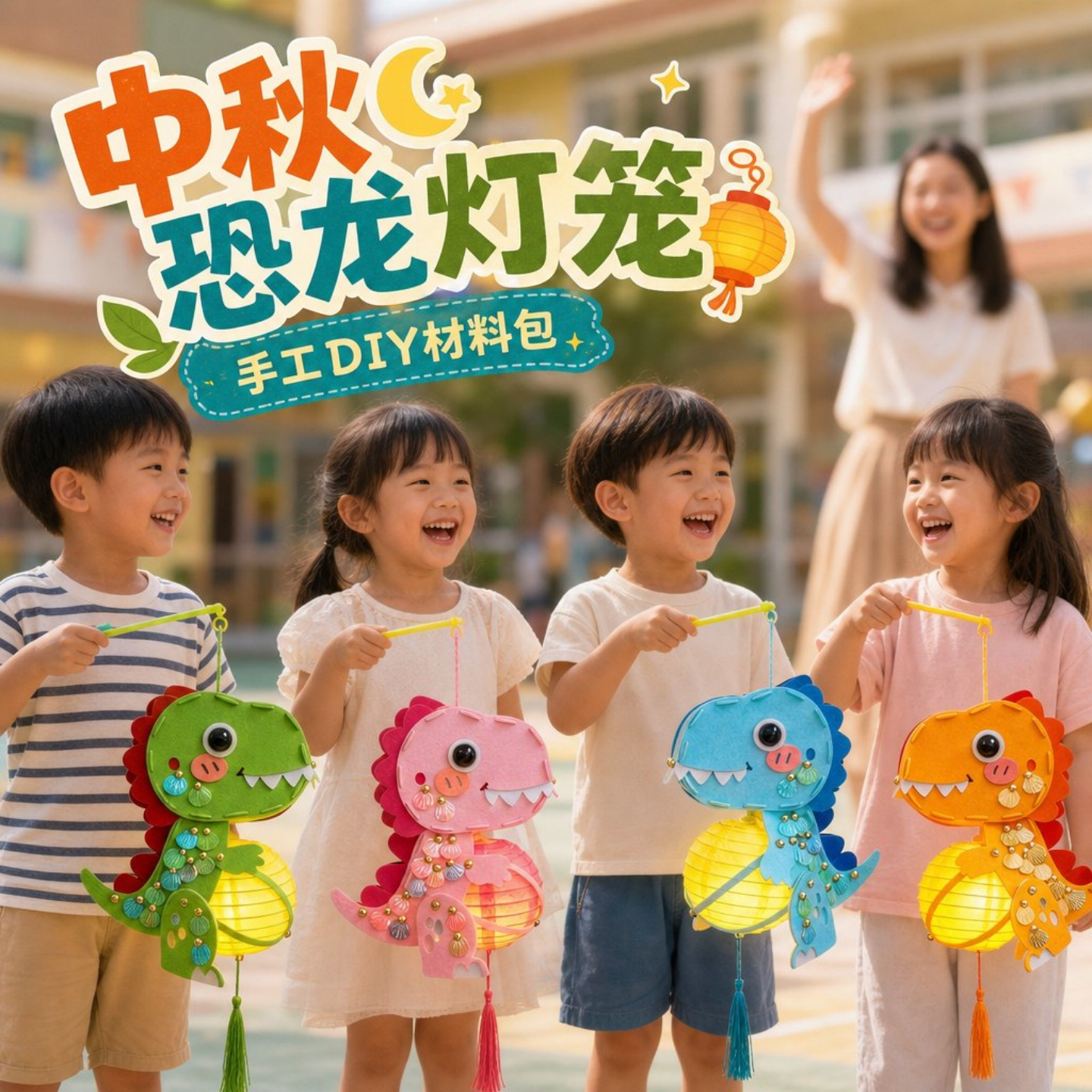 中秋恐龙发光手提儿童材料包