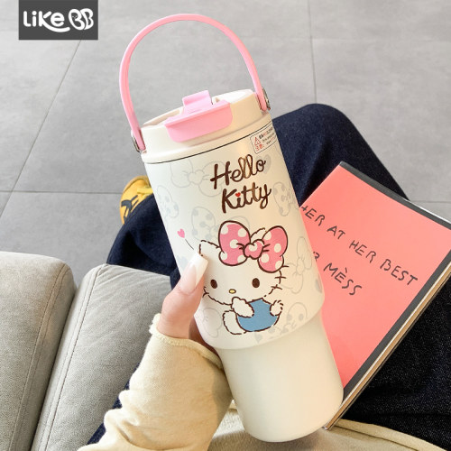 hellokitty保温杯女生大容量水杯女高颜值2026新款学生带吸管杯子