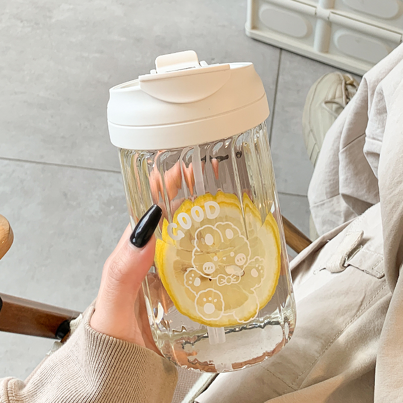 网红简约双饮口玻璃水杯