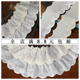 纯棉棉布刺绣蕾丝花边辅料服装diy装饰手工皱褶荷叶边花边木耳边