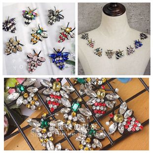 高档玻璃蜜蜂手缝串珠装饰布贴 DIY手工鞋帽包包服装补丁补洞贴片
