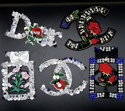 大号手工钉珠布贴补丁贴装饰贴片