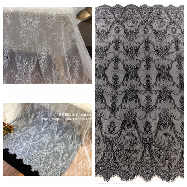 欧式大牌时尚睫毛蕾丝花边布料 服装裙子婚纱轻柔睡裙DIY辅料lace
