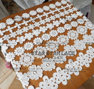 白色水溶棉线花朵蕾丝花边带辅料 饰手工材料 DIY服饰缝纫饰品装