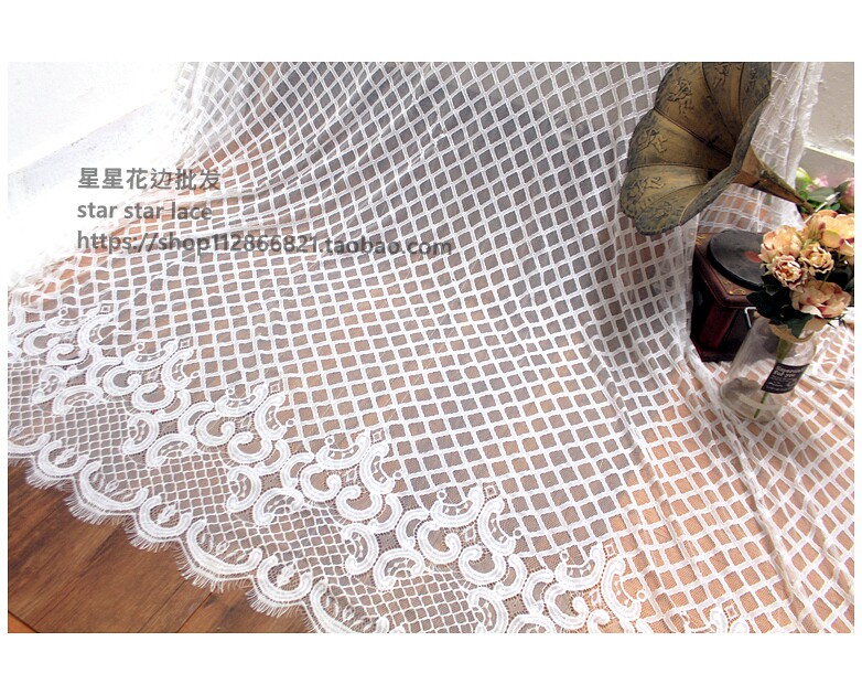 欧式大牌压纱加厚睫毛花边布料 DIY连衣裙礼服婚庆台布蕾丝面料
