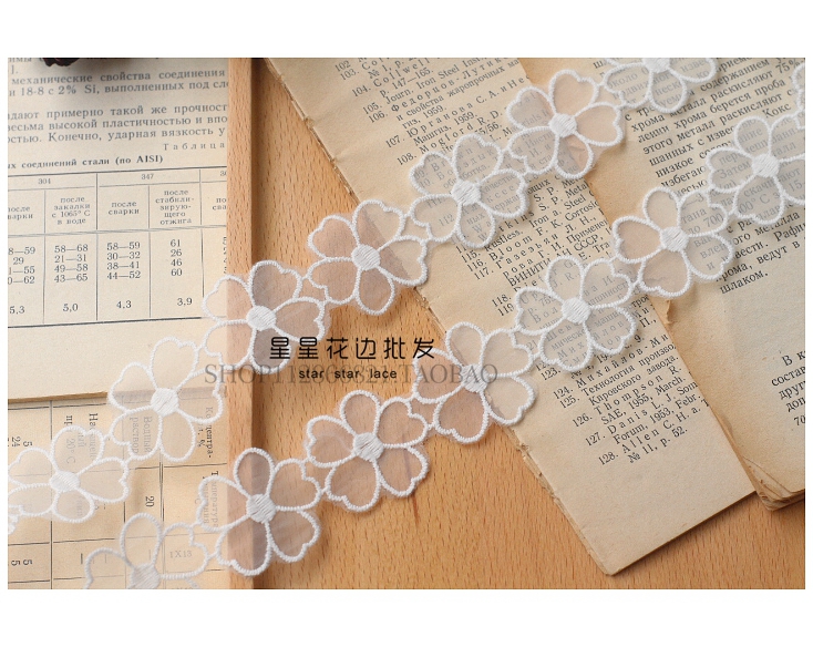 3cm宽 欧根纱小花朵蕾丝刺绣装饰花边带 DIY服饰童装娃衣饰品辅料