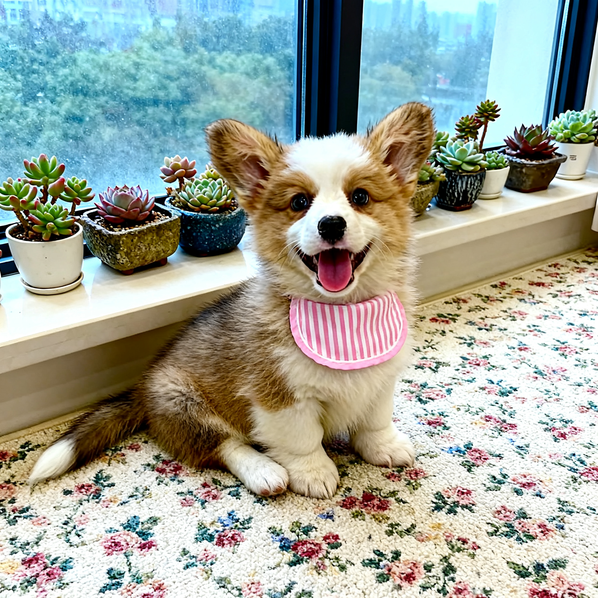 柯基幼犬狗狗黄白花宠物狗家养