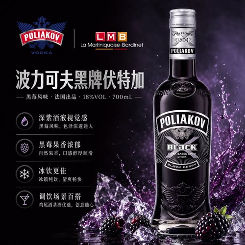 波力可夫黑牌伏特加鸡尾酒调酒