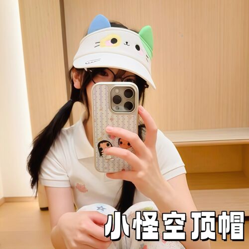 小怪猫耳空顶帽防晒透气遮阳帽子女生2026新款夏季卡通显脸小帽子