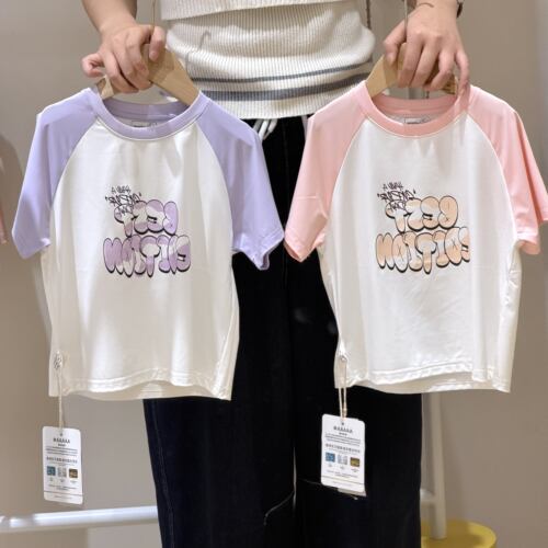 旺贝特女童速干插肩短袖