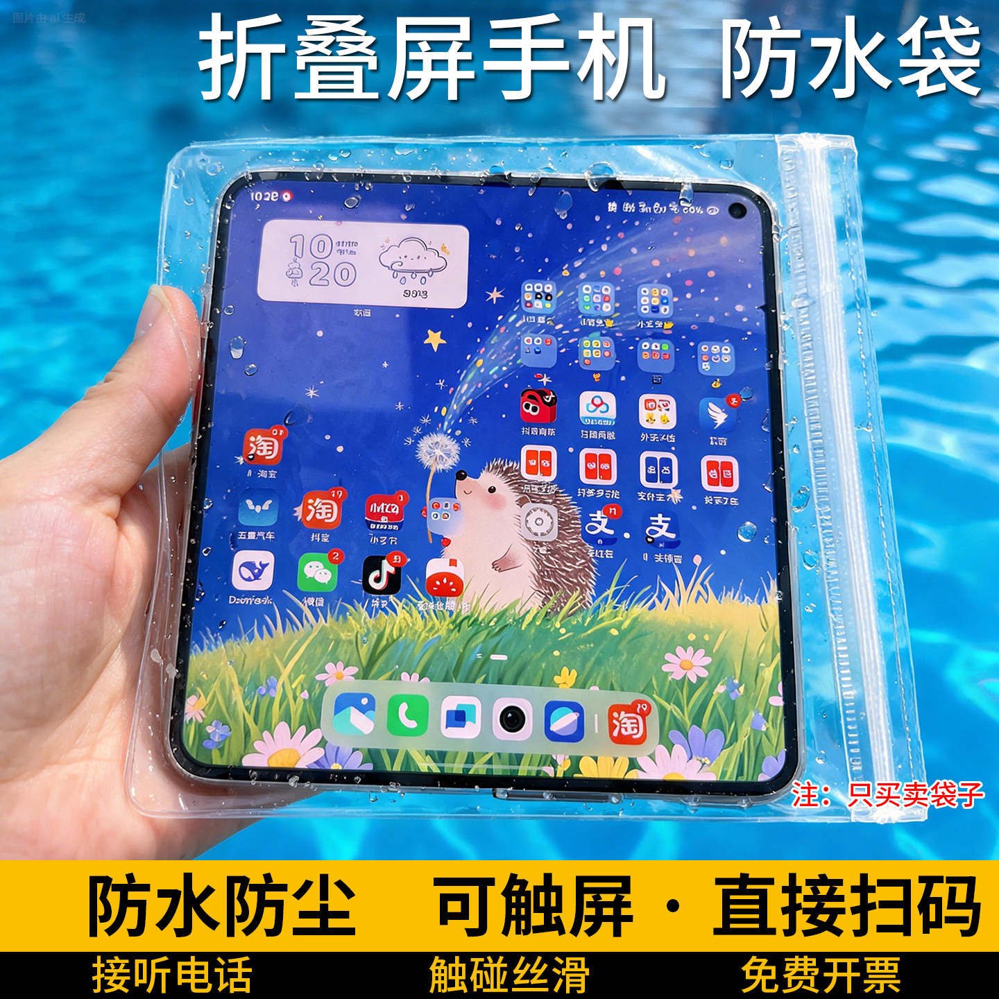折叠屏手机防水袋华为MateX6PuraX小米Fold5OPPOFold4N5荣耀V7三