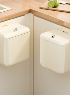 日式厨房垃圾桶免打孔壁挂带盖家用翻盖厨余垃圾卫生间大号收纳桶