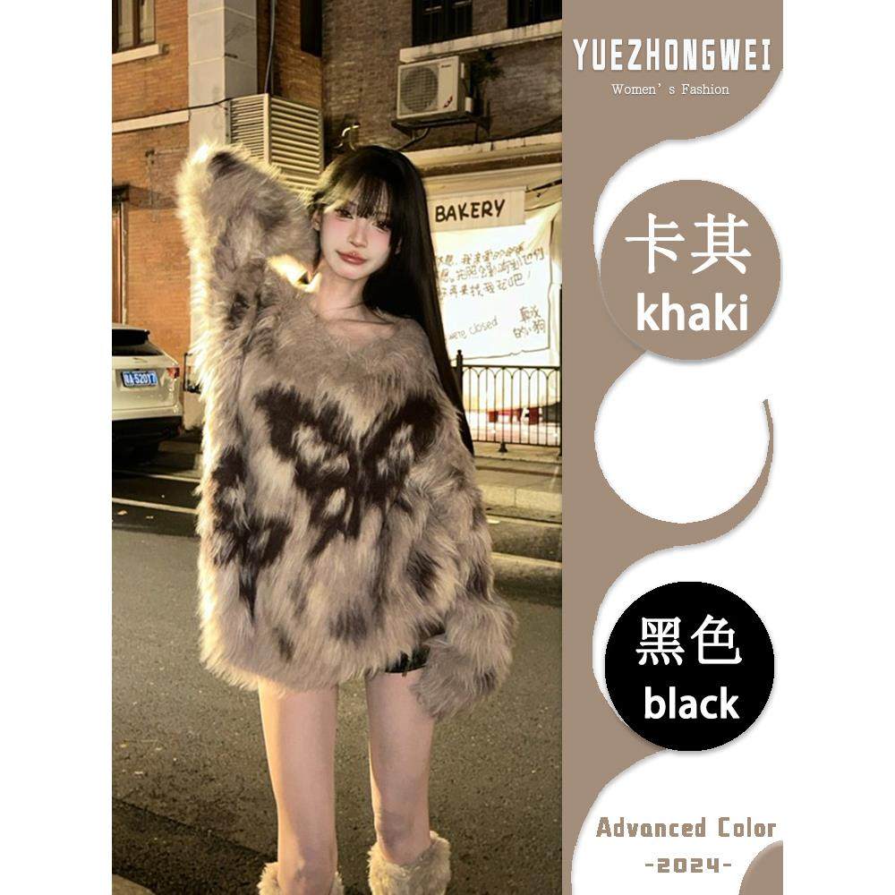 深秋初冬穿搭套头水貂绒毛衣女秋冬季加厚慵懒风中长款针织衫上衣