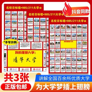 211小学高考大学贴纸报学生激励榜学习理想全国 名校目标墙贴985