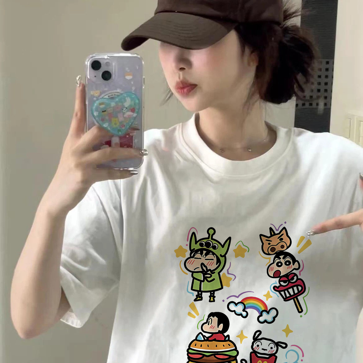夏季新款日系卡通印花宽松纯棉短袖白色T恤女半袖小众ins风上衣潮