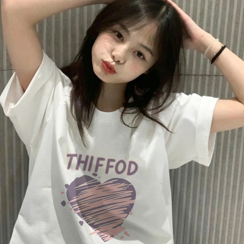 夏季新款宽松纯棉短袖T恤女设计感上衣百搭小众白色半袖韩版ins风