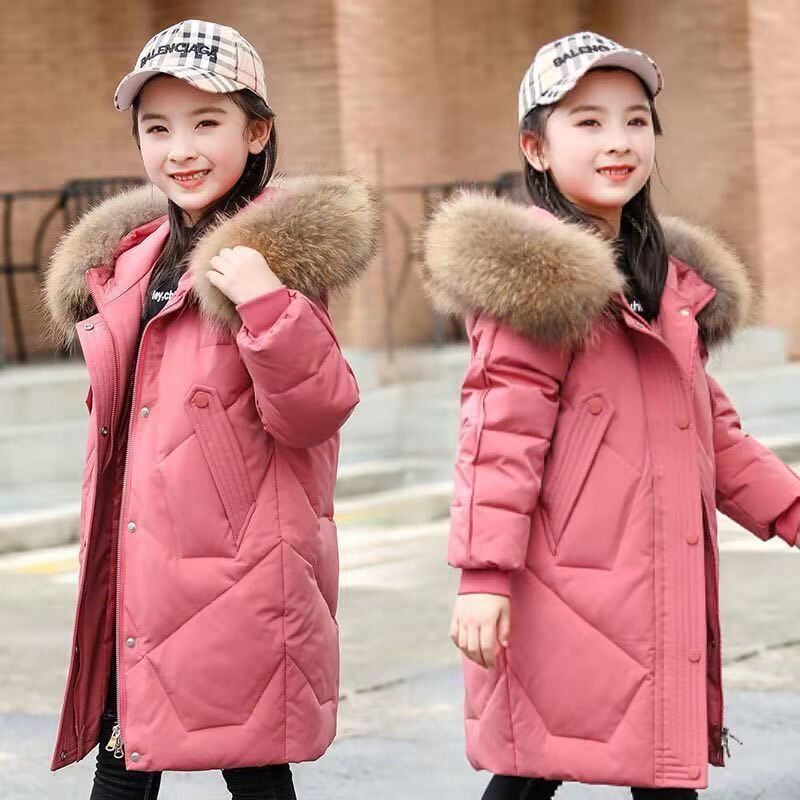 女童冬装棉服中长款棉袄儿童时尚韩版加厚棉衣女孩中大童洋气外套